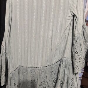 Suzanne Betro Sage Green Eyelet Knit Top